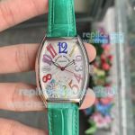Swiss Clone Franck Muller Color Dreams Unisex Size Watch Colorful Arabic Green Leather